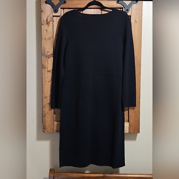Talbots Black Merino Wool Midi Sweater Dress Long Sleeve L Petite - Picture 4 of 14